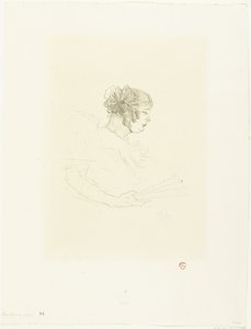 Portrait of Actress Luce Myrès with Fan by Henri de Toulouse Lautrec