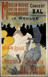 Poster for the red mill (ball mask “La Goulue”). Lithograph by Henri De Toulouse Lautrec