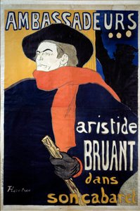Poster for the spectacle by Aristide Bruant, french songwriter. Ambassadors - Aristide Sparrow in his cabaret by Henri de Toulouse Lautrec