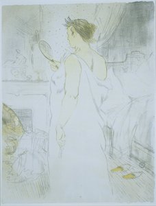 Standing Woman Looking in a Hand Mirror by Henri de Toulouse Lautrec