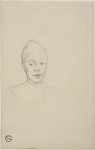 Study: Face of Woman with High Collar by Henri de Toulouse Lautrec