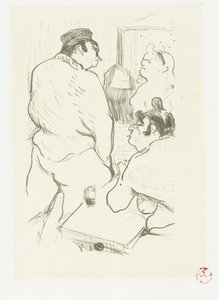 Two Women and Man in Brothel by Henri de Toulouse Lautrec