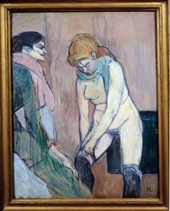 Woman Pulling Her Stockings