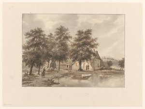 View of a Farm by the Water by Henricus Franciscus Wiertz (signed by artist)