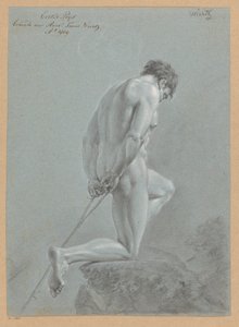 Kneeling Male Nude, Seen from the Side (1st Prize 1809) by Henricus Franciscus Wiertz