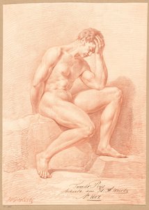 Seated Male Nude Seen from the Side (2nd Prize 1807)