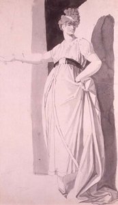 Young Woman with Elaborate Coiffure Standing with Outstretched Right Arm by Johann Heinrich Füssli