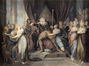 Shakespeare - King Lear - Act I Scene I. - King Lear Casting Out His Daughter Cordelia - engraving after Henry Fuseli