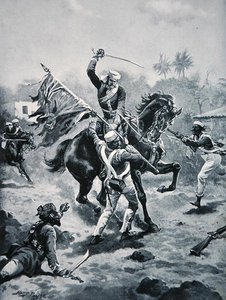 Lt Roberts winning his V.C., January 2nd 1858, illustration from 