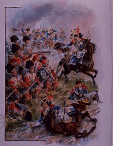 Highland Soldiers Form Square Against French Cavalry at Quatre Bras by Henry A. Payne
