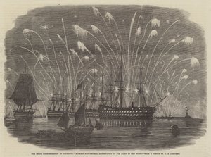 The Peace Commemoration at Plymouth, Rockets and General Illumination of the Fleet in the Sound