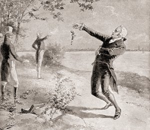 The Burr-Hamilton duel on July 11, 1804, from The History of Our Country, published 1905