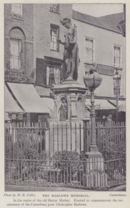 Memorial to the playwright and poet Christopher Marlowe, Buttermarket, Canterbury, Kent