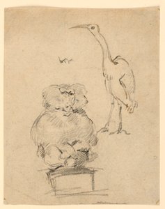 Studies of a Heron and a Monkey by Henry Bernard Chalon