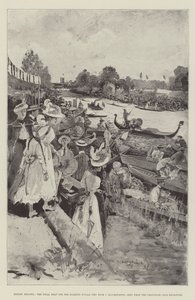 Henley Regatta, the Final Heat for the Diamond Sculls (Ten Eyck v Blackstaffe), seen from the Grosvenor Club Enclosure