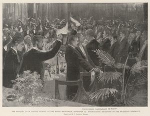 The Banquet to M Santos Dumont at the Hotel Metropole, 25 November, Enthusiastic Reception of the Brazilian Aeronaut by Henry Charles Seppings Wright