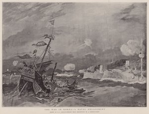 The War in Korea, A Naval Engagement by Henry Charles Seppings Wright