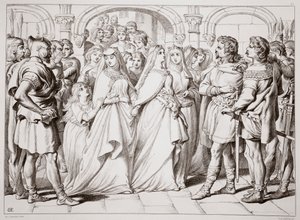 Alftruda Recognises Hereward, Illustration from Hereward the Great by Charles Kingsley, Engraved by C.G. Lewis by Henry Courtney Selous