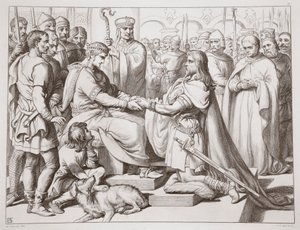 How Hereward Came to the King (Illustration from Hereward the Great by Charles Kingsley, pub. 1870, engraved by C.G. Lewis) by Henry Courtney Selous