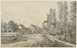 Village Road with Houses (in Germany?) by Henry Edridge
