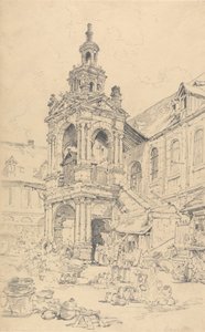 The Porch of the Halle of the Haute Vielle Tour, Rouen by Henry Edridge