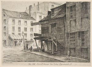 The Old Beach House, Corner of Cedar and Greenwich Streets from Scenes of Old New York
