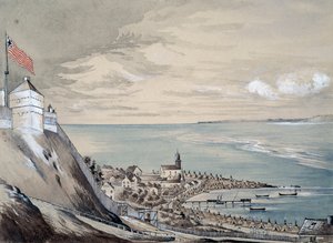 Fort and village of Mackinaw, with the Indian encampment, September 1842 by Henry Francis Ainslie
