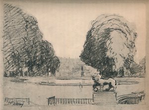 In a melancholy frame of old clipped trees, c1927, 1927