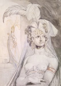 Half Figure of a Courtesan with Feathers, a Bow and a Veil in her Hair, 1800-10 by Johann Heinrich Füssli
