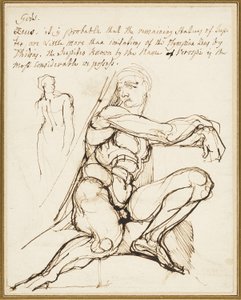 Study of Ignudo in Sistine Chapel, Rome (recto); Paraphrase of the Ignudo Seated to Upper Right of Prophet Jeremiah in Chapel, Rome (verso) by Johann Heinrich Füssli