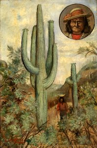 Cactus Landscape with Portrait of Geronimo, 1886-1909