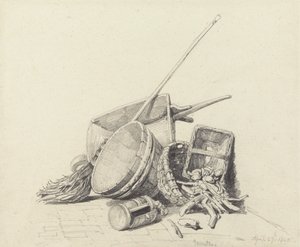 Still Life with Wheelbarrow and Baskets, April 27, 1840 by Henry Harris Lines