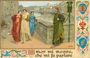 Italian Poet Dante Alighieri and Beatrice Portinari