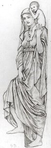 Study of a standing female figure, holding a child on her left shoulder by Henry Holiday