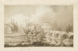 Burton-upon-Trent Bridge and Town: sepia drawing, nd [c.1840]