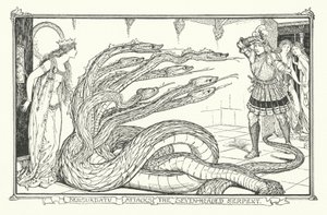 Bensurdatu Attacks the Seven-Headed Serpent by Henry Justice Ford