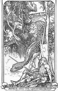 King Arthur and the Questing Beast Illustration by HJ Ford (1860-1940) from “The book of romance” 1902 Private collection by Henry Justice Ford