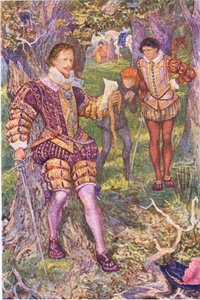 Leicester reads Amys letter, illustration from Kenilworth by Henry Justice Ford