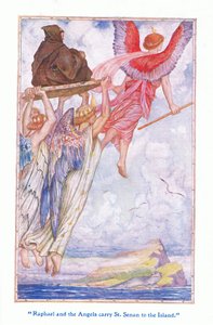 Raphael and the Angels Carry St Sennan to the Island by Henry Justice Ford