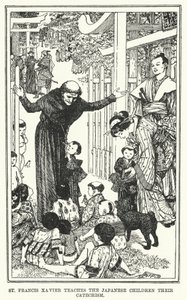 St Francis Xavier teaches the Japanese children their catechism by Henry Justice Ford