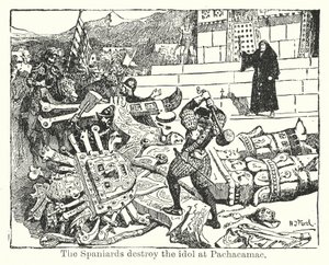 The Spaniards destroy the idol at Pachacamac by Henry Justice Ford