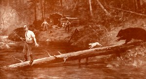Bear Approaches Fishermen in the Woods by Henry Marriott Paget
