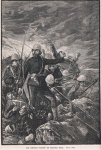 Sir George Colley at Majuba Hill, illustration from Cassell