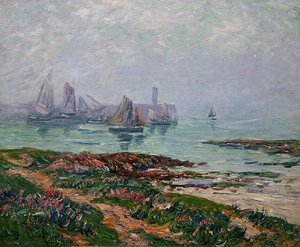 Coastal Scene with Fishing Boats by Henry Moret