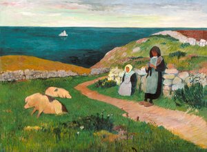 Young Breton Girls in the Field by Henry Moret