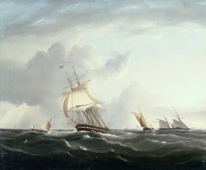 A Frigate, A Paddlesteamer and Dutch Smallcraft in the Downs