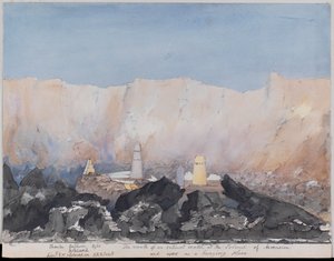 Volume of 143 watercolours by Henry Need, Bonetta Cemetery, The mouth of an extinct crater at the Island of Ascension and used as a burying place by Henry Need