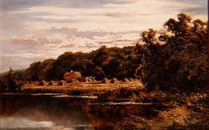 Harvesters in a Field by a River by Henry Parker
