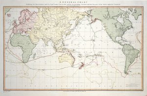 A General Chart Exhibiting the Discoveries Made by Captain James Cook in This and His Two Preceding Voyages with the Tracks of the Ships Under His Command. By Lieutenant Roberts of His Majesty