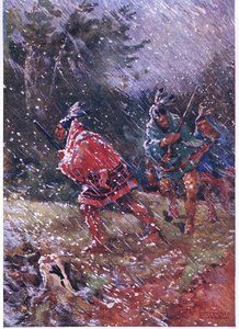 Red Indians hunting in a snow storm by Henry Sandham